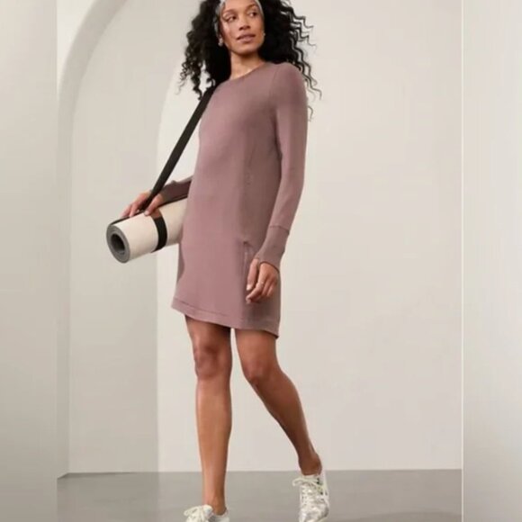 Athleta Coaster Luxe Sweatshirt Dress L – Smoky Rose NWT - Picture 1 of 5